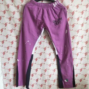 Gallery Dept Patterned Straight Elasticated Purple Casual Trousers